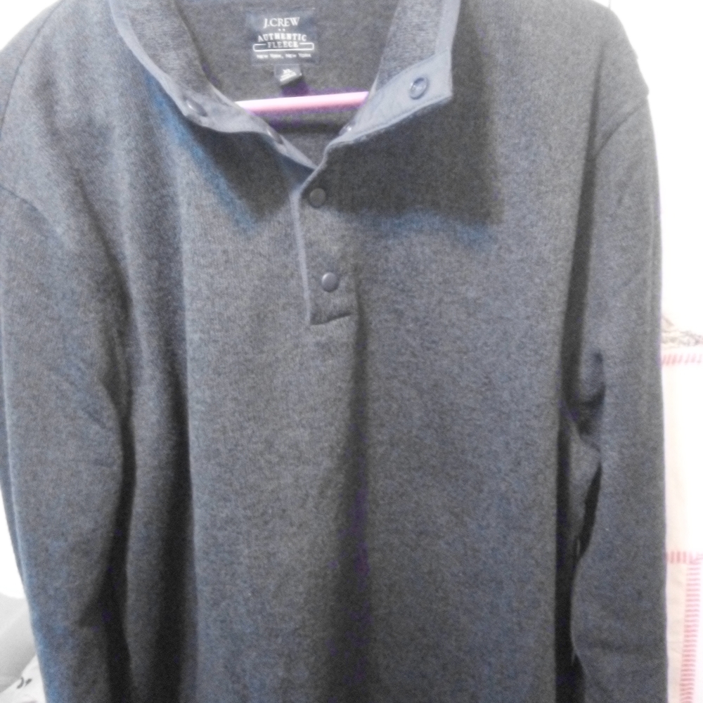 J. Crew Men's Charcoal Fleece Pullover